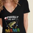 Ofishally The Best Mama Fishing Rod Mommy Funny Mothers Day Gift For Women Women's Jersey Short Sleeve Deep V-Neck Tshirt