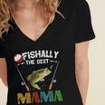 Ofishally The Best Mama Fishing Rod Mommy Funny Mothers Day Gift For Womens Gift For Women Women's Jersey Short Sleeve Deep V-Neck Tshirt