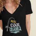 Reel Cool Mama Fishing Fisherman Funny Retro Gift For Women Women's Jersey Short Sleeve Deep V-Neck Tshirt