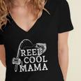 Retro Reel Cool Mama Fishing Fisher Mothers Day Gift For Women Women's Jersey Short Sleeve Deep V-Neck Tshirt