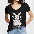 Rabbit Mum Design Cute Bunny Outfit For Girls Gift For Women Women's Jersey Short Sleeve Deep V-Neck Tshirt