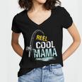 Reel Cool Mama Fishing Fisherman Funny Retro Gift For Women Women's Jersey Short Sleeve Deep V-Neck Tshirt