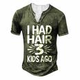 Bald Dad Father Of Three Triplets Husband Fathers Day For Women Men's Henley T-Shirt Green