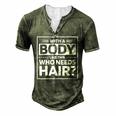 Bald Dad Bald Jokes For Women Men's Henley T-Shirt Green