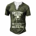 Bald Dad With Tattoos Best Papa For Women Men's Henley T-Shirt Green