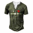 I Heart Anime Dads Love Red Simple Weeb Weeaboo Gay For Women Men's Henley T-Shirt Green