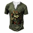 Japanese Samurai Wolf Tattoo Vintage Kawaii Ninja For Women Men's Henley T-Shirt Green