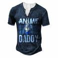 Anime Daddy Saying Animes Hobby Lover Dad Father Papa For Women Men's Henley T-Shirt Navy Blue