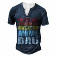 Anime Fathers Birthday Im An Anime Dad Retro Vintage For Women Men's Henley T-Shirt Navy Blue