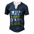 Bald Dad Father Of Three Triplets Husband Fathers Day For Women Men's Henley T-Shirt Navy Blue