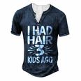 Bald Dad Father Of Three Triplets Husband Fathers Day For Women Men's Henley T-Shirt Navy Blue