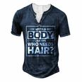 Bald Dad Bald Jokes For Women Men's Henley T-Shirt Navy Blue