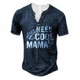 Distressed Reel Cool Mama Fishing For Women Men's Henley T-Shirt Navy Blue