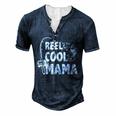 Family Lover Reel Cool Mama Fishing Fisher Fisherman For Women Men's Henley T-Shirt Navy Blue