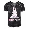Cute Bunny Easter Rabbit Mum Rabbit Mum Gift For Women Men's Short Sleeve V-neck 3D Print Retro Tshirt Black