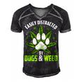 Dogs And Weed Dad Mom Dog Lover Cannabis Marijuana Gift For Women Men's Short Sleeve V-neck 3D Print Retro Tshirt Black