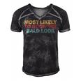 Funny Baldness Humor Bald Dad Bald Head Attitude Gift For Mens Gift For Women Men's Short Sleeve V-neck 3D Print Retro Tshirt Black