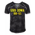 Iowa Battleship Veteran Warship Bb61 Father Grandpa Dad Son Gift For Women Men's Short Sleeve V-neck 3D Print Retro Tshirt Black