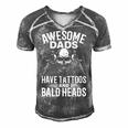 Bald Dad With Tattoos Best Papa Gift For Women Men's Short Sleeve V-neck 3D Print Retro Tshirt Grey