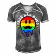 Free Dad Hugs Smile Face Gay Pride Daddy Lgbt Fathers Day Gift For Women Men's Short Sleeve V-neck 3D Print Retro Tshirt Grey