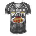 Less Upsetti Spaghetti Gift For Women Men's Short Sleeve V-neck 3D Print Retro Tshirt Grey