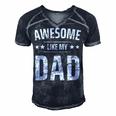 Awesome Like My Dad Sayings Funny Ideas For Fathers Day Gift For Women Men's Short Sleeve V-neck 3D Print Retro Tshirt Navy Blue