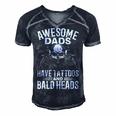 Bald Dad With Tattoos Best Papa Gift For Women Men's Short Sleeve V-neck 3D Print Retro Tshirt Navy Blue