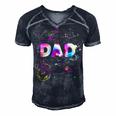 Dad Outer Space Daddy Planet Birthday Fathers Day Gift For Women Men's Short Sleeve V-neck 3D Print Retro Tshirt Navy Blue