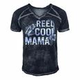 Distressed Reel Cool Mama Fishing Mothers Day Gift For Womens Gift For Women Men's Short Sleeve V-neck 3D Print Retro Tshirt Navy Blue