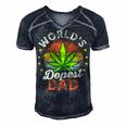 Funny Fathers Day 420 Weed Dad Vintage Worlds Dopest Dad Gift For Women Men's Short Sleeve V-neck 3D Print Retro Tshirt Navy Blue