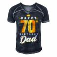 Happy 70Th Birthday Dad Birthday 70 Years Old Dad Gift For Women Men's Short Sleeve V-neck 3D Print Retro Tshirt Navy Blue