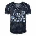 Retro Reel Cool Mama Fishing Fisher Mothers Day Gift For Women Men's Short Sleeve V-neck 3D Print Retro Tshirt Navy Blue