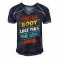 With A Body Like This Who Needs Hair Sexy Bald Dad Gift For Mens Gift For Women Men's Short Sleeve V-neck 3D Print Retro Tshirt Navy Blue