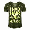 Funny Bald Dad Father Of Three Triplets Husband Fathers Day Gift For Women Men's Short Sleeve V-neck 3D Print Retro Tshirt Green