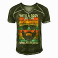 With A Body Like This Who Needs Hair Fathers Day Bald Dad Gift For Women Men's Short Sleeve V-neck 3D Print Retro Tshirt Green
