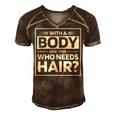 Bald Dad Funny Bald Jokes Gift For Women Men's Short Sleeve V-neck 3D Print Retro Tshirt Brown