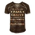 Cool Bald Dad Humour Bald Man Funny Gift For Mens Gift For Women Men's Short Sleeve V-neck 3D Print Retro Tshirt Brown