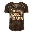 Family Lover Reel Cool Mama Fishing Fisher Fisherman Gift For Women Men's Short Sleeve V-neck 3D Print Retro Tshirt Brown