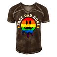 Free Dad Hugs Smile Face Gay Pride Daddy Lgbt Fathers Day Gift For Women Men's Short Sleeve V-neck 3D Print Retro Tshirt Brown