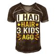Funny Bald Dad Father Of Three Triplets Husband Fathers Day Gift For Mens Gift For Women Men's Short Sleeve V-neck 3D Print Retro Tshirt Brown