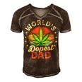 Funny Fathers Day 420 Weed Dad Vintage Worlds Dopest Dad Gift For Women Men's Short Sleeve V-neck 3D Print Retro Tshirt Brown