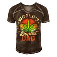 Funny Fathers Day 420 Weed Dad Vintage Worlds Dopest Dad Gift For Womens Gift For Women Men's Short Sleeve V-neck 3D Print Retro Tshirt Brown