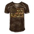 I Fix Stuff And I Know Things Handyman Handy Dad Fathers Day Gift For Women Men's Short Sleeve V-neck 3D Print Retro Tshirt Brown