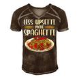 Less Upsetti Spaghetti Gift For Women Men's Short Sleeve V-neck 3D Print Retro Tshirt Brown