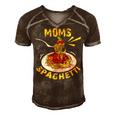 Moms Spaghetti Food Lovers Mothers Day Novelty Gift For Women Men's Short Sleeve V-neck 3D Print Retro Tshirt Brown