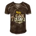 Reel Cool Mama Fishing Fisherman Funny Retro Gift For Womens Gift For Women Men's Short Sleeve V-neck 3D Print Retro Tshirt Brown