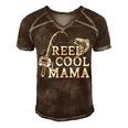 Retro Reel Cool Mama Fishing Fisher Mothers Day Gift For Women Men's Short Sleeve V-neck 3D Print Retro Tshirt Brown