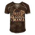 Retro Reel Cool Mama Fishing Fisher Mothers Day Gift For Women Men's Short Sleeve V-neck 3D Print Retro Tshirt Brown