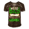Weed Dad Like A Regular Dad Only Way Higher Marijuana Daddy Gift For Women Men's Short Sleeve V-neck 3D Print Retro Tshirt Brown
