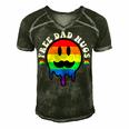 Free Dad Hugs Smile Face Gay Pride Daddy Lgbt Fathers Day Gift For Women Men's Short Sleeve V-neck 3D Print Retro Tshirt Forest